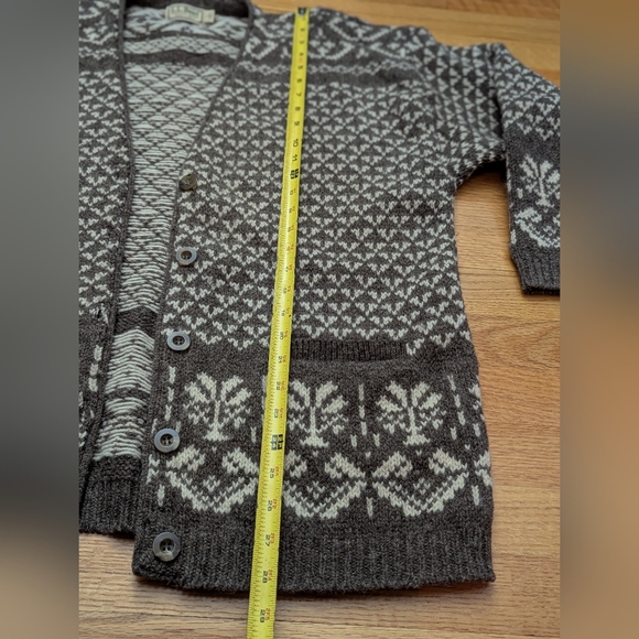 VTG LL Bean Hand-Knit Wool Button Front Cardigan Sweater Pockets women's Large - Picture 7 of 15
